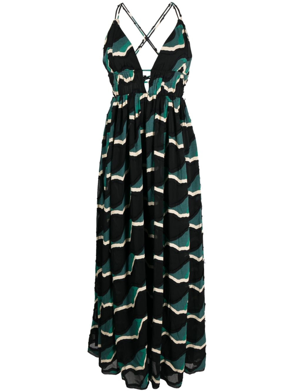 geometric-pattern print V-neck dress - 1