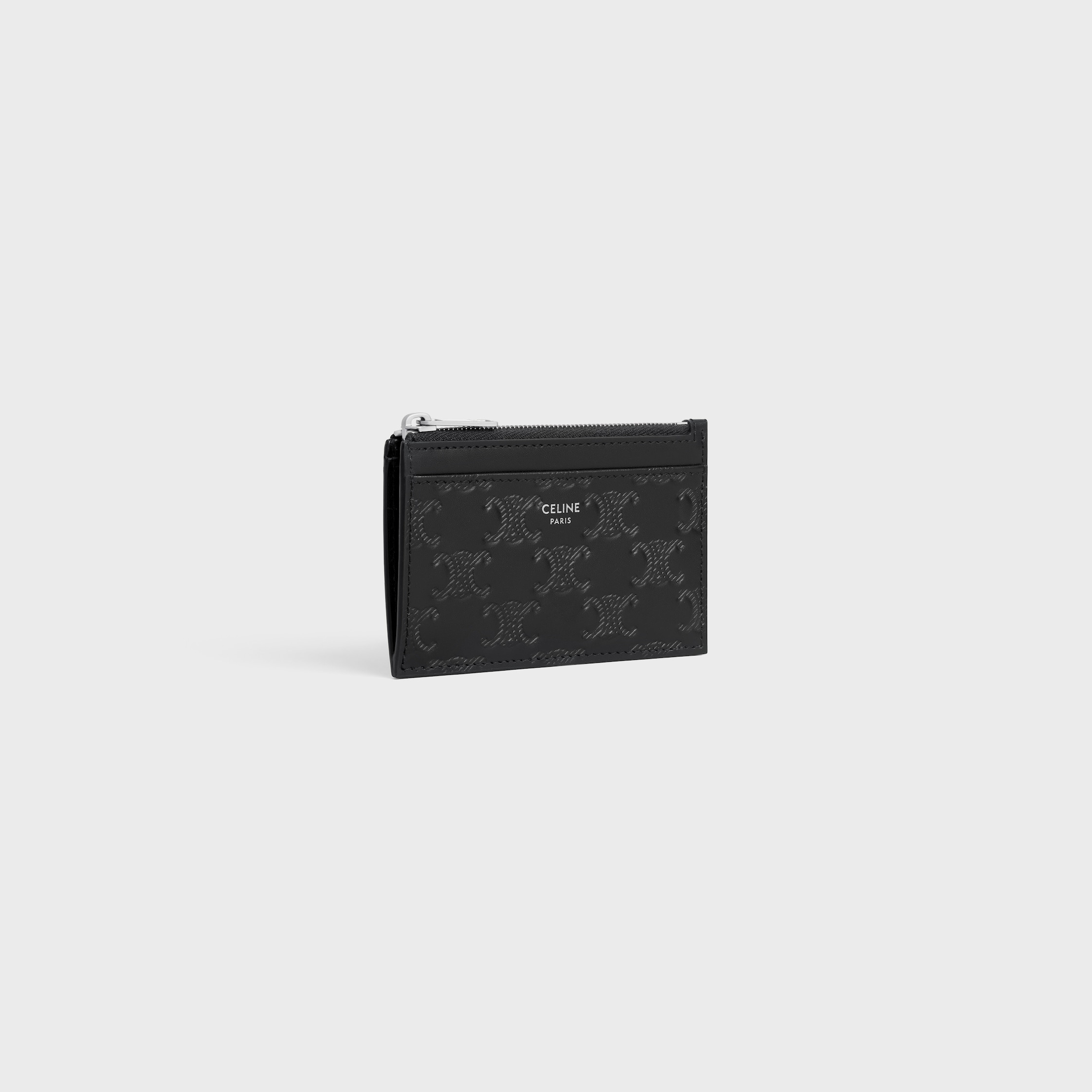 Zipped Card Holder in Calfskin with triomphe embossed - 2