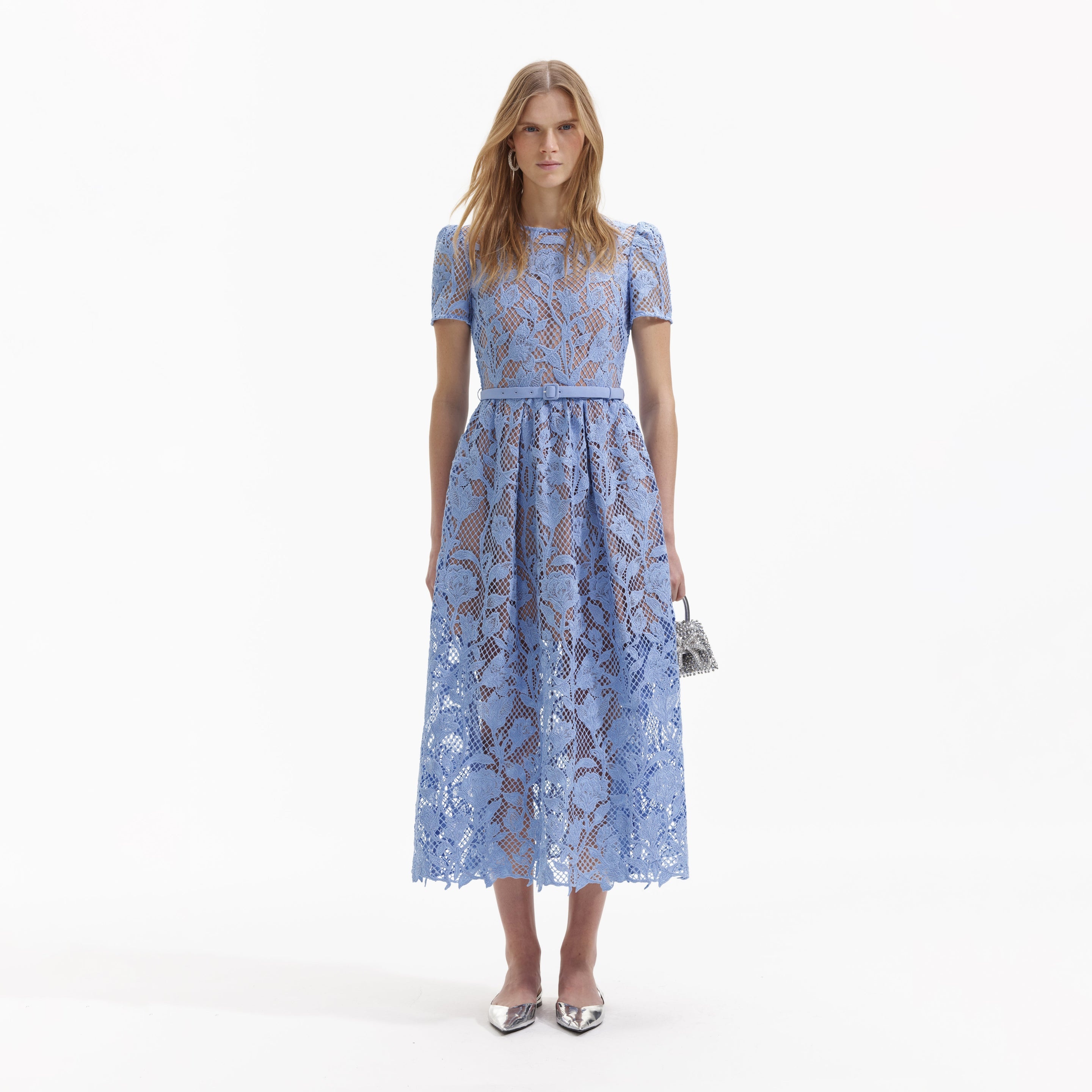 Blue Lily Lace Midi Dress - 1