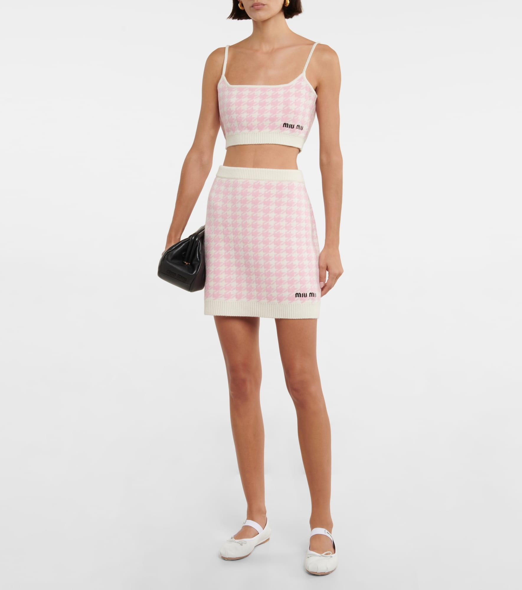 Houndstooth cashmere miniskirt - 2
