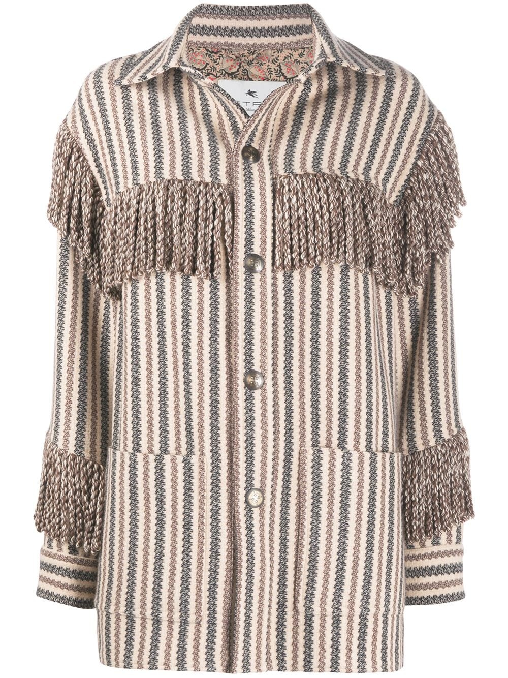 long-sleeve fringe shirt jacket - 1