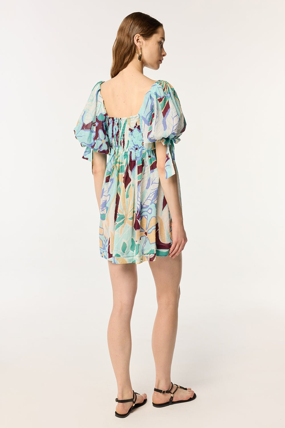 Mini Dress Catalina - Aqua Macro Lilium - 2