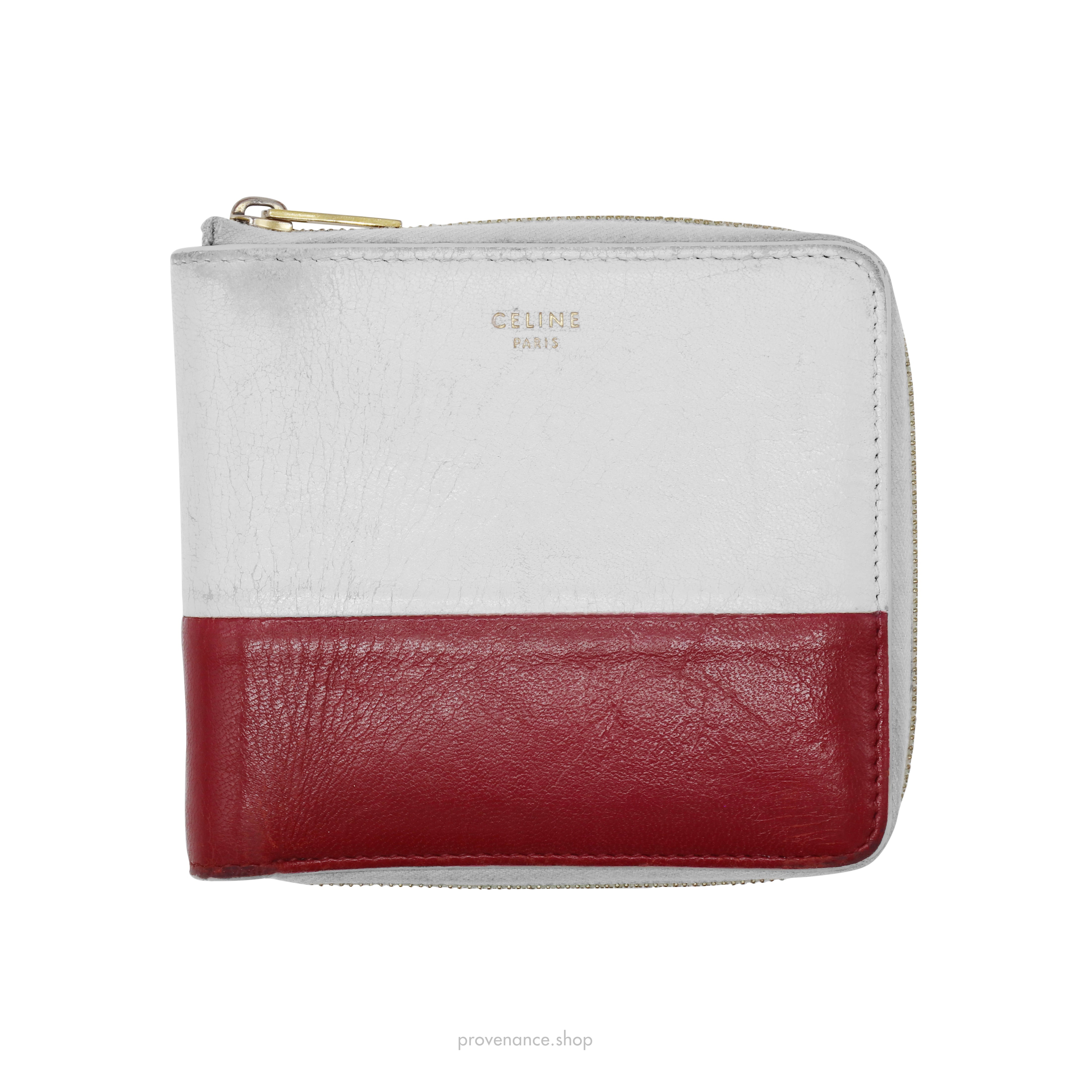 Celine Compact Zip Wallet - White/Red - 1