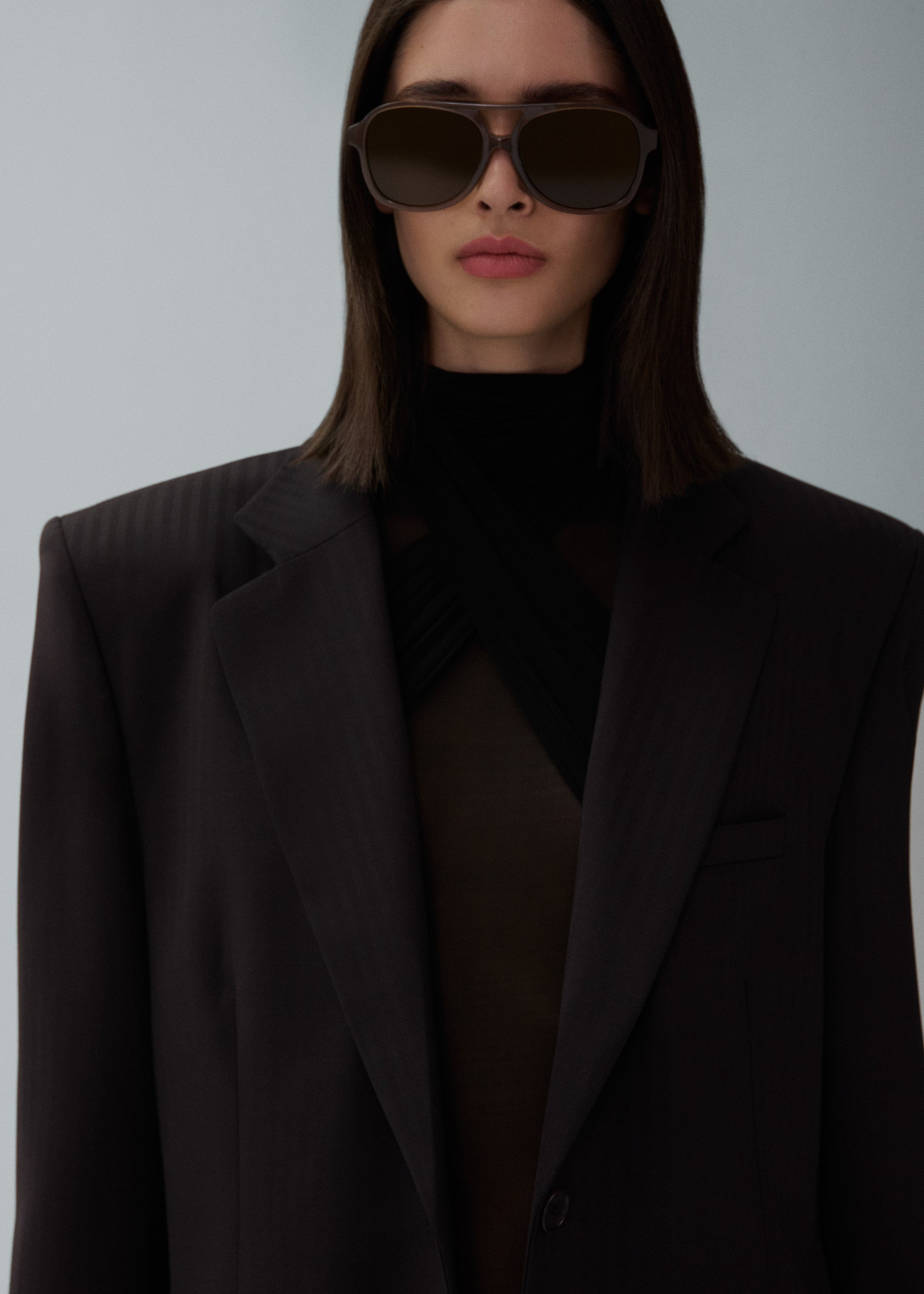 Sheer high neck bodysuit in black - 4