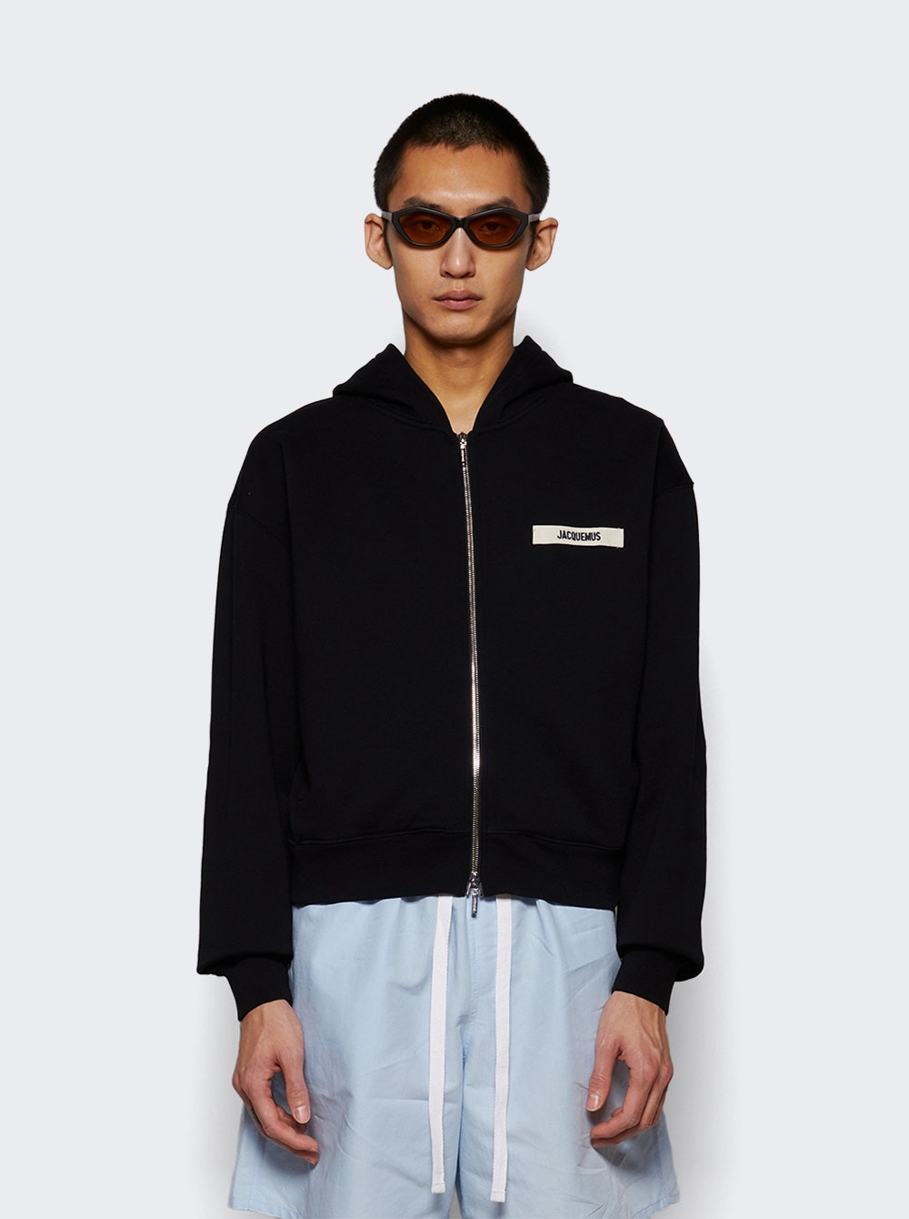 Gros Grain Zip Hoodie Black - 3