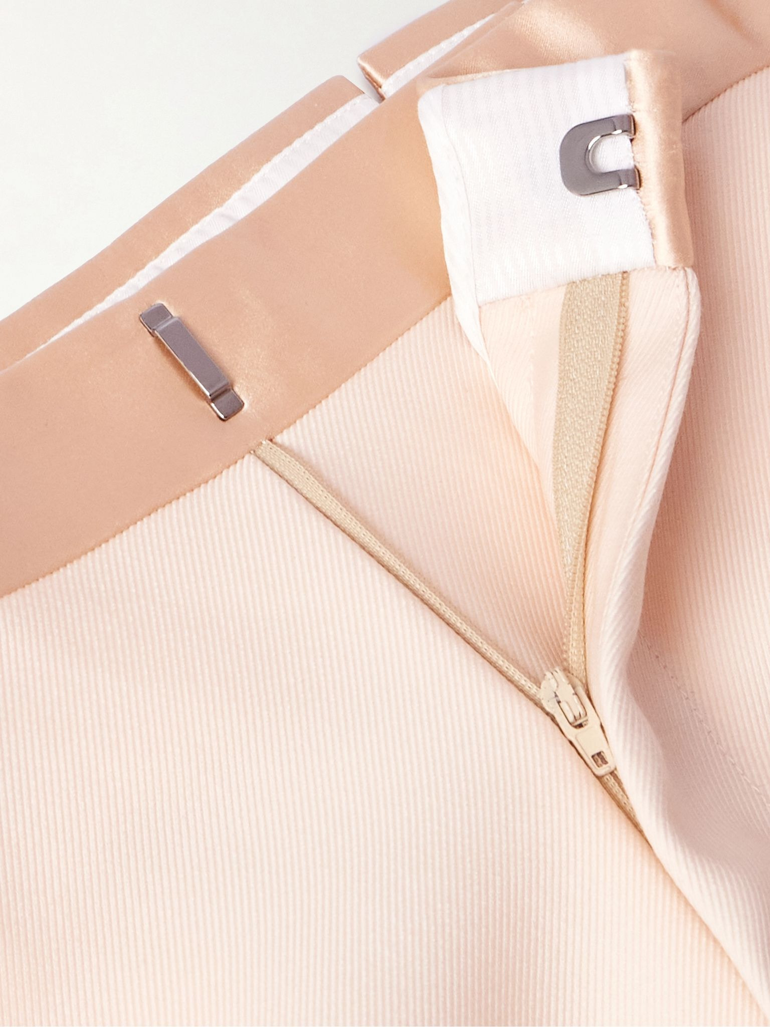 Tapered Satin-Trimmed Wool and Silk-Blend Twill Tuxedo Trousers Beige - 6