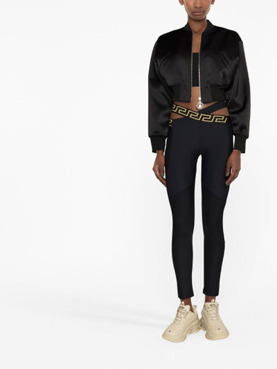 VERSACE La Greca crossover waistband leggings outlook