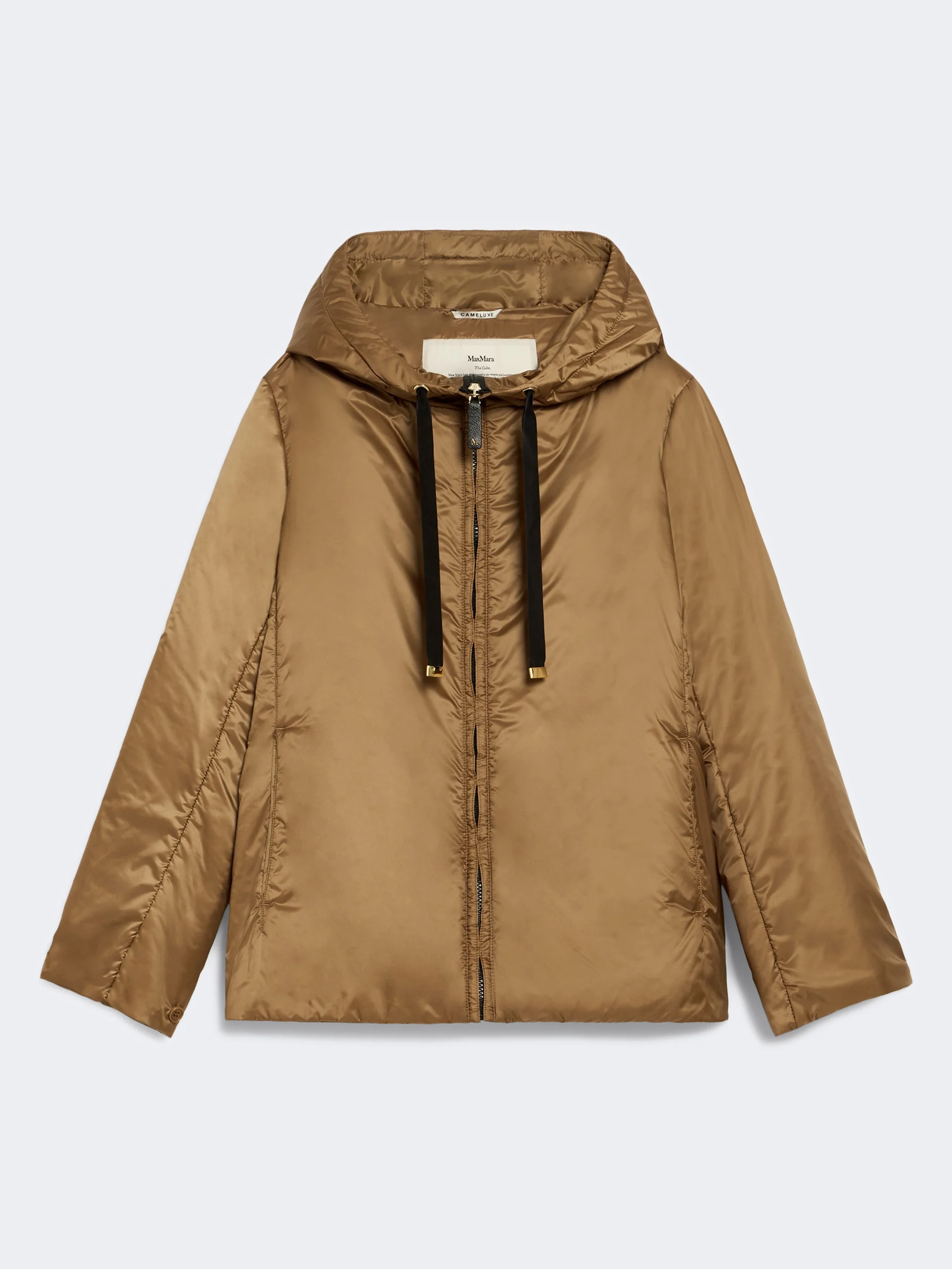 GREENH Padded, hooded jacket in water-repellent canvas - CARAMEL - 1