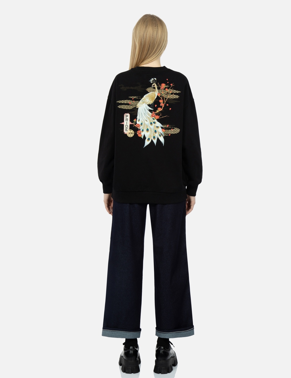 TSUBAKI KAMON APPLIQUÉ WIDE-LEG JEANS - 5