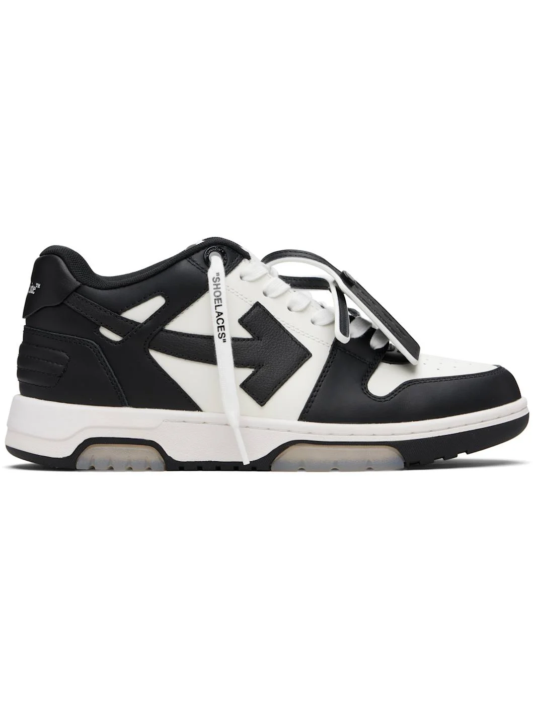 White & Black Out Of Office Calf Leather Sneakers - 1