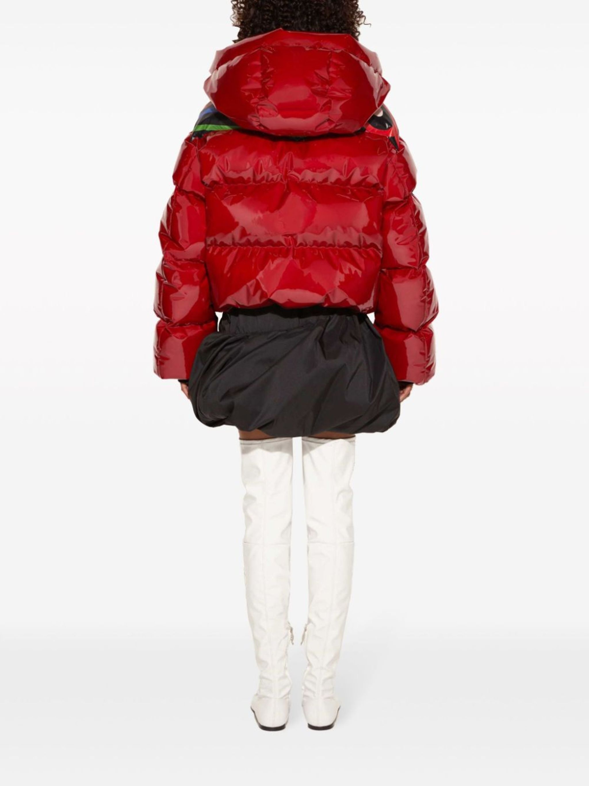 abstract-panelling hooded puffer jacket - 4