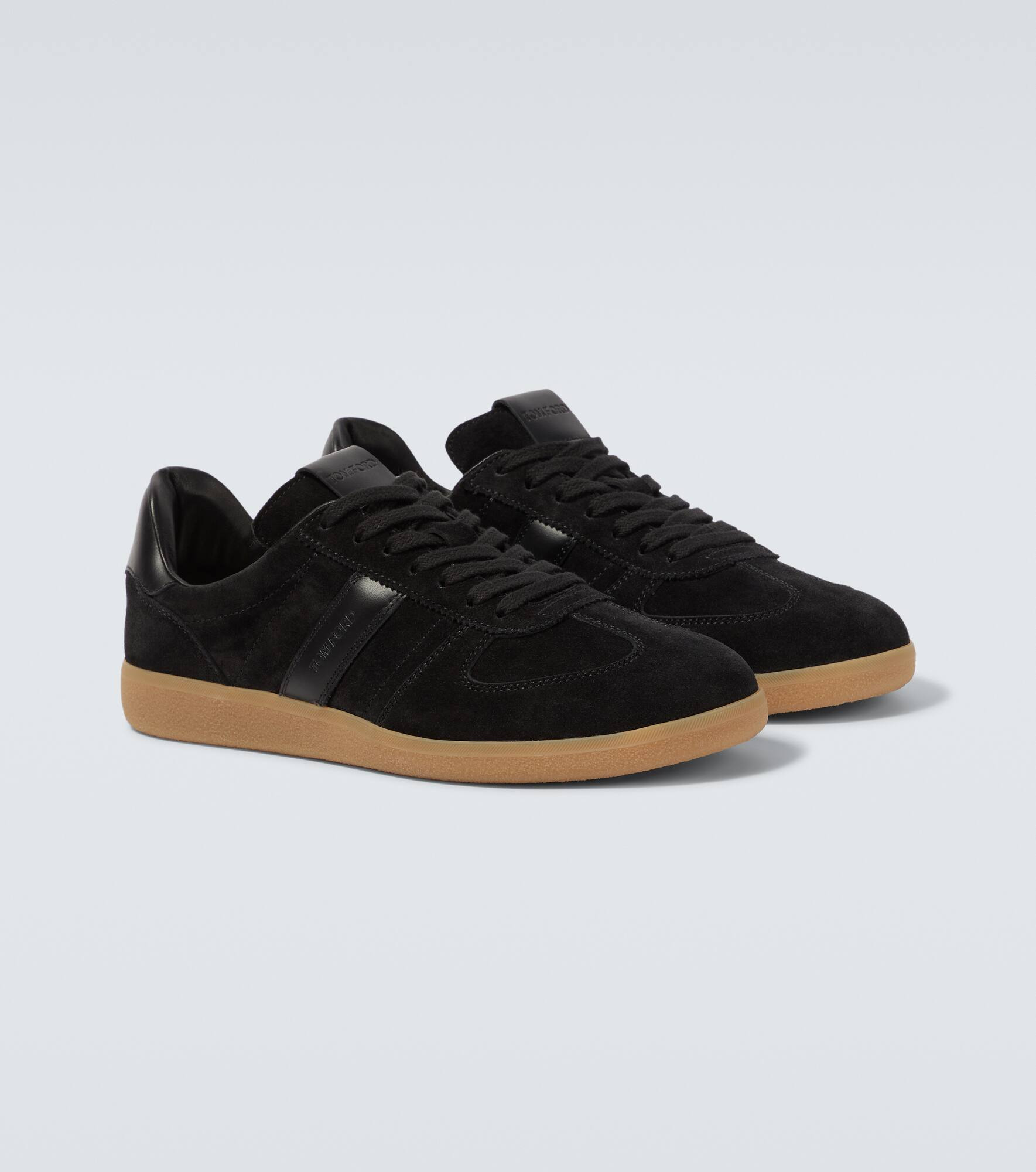 Leather-trimmed suede sneakers - 5