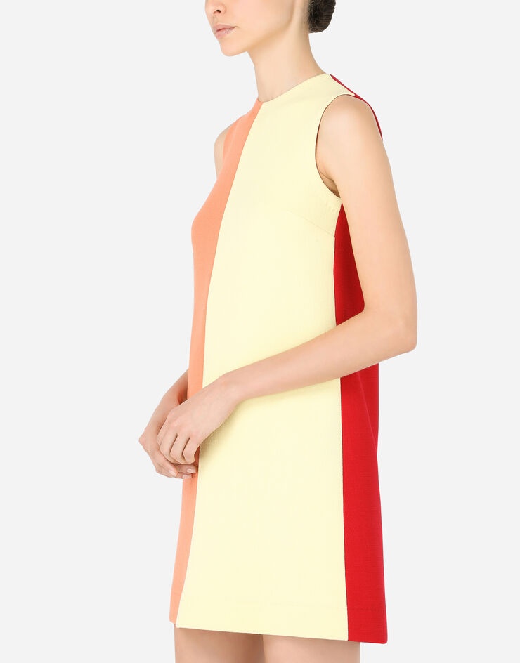 Short multi-colored crepe dress - 5