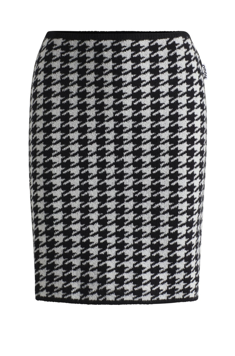 SLIM-FIT MINI SKIRT IN A HOUNDSTOOTH COTTON BLEND 1