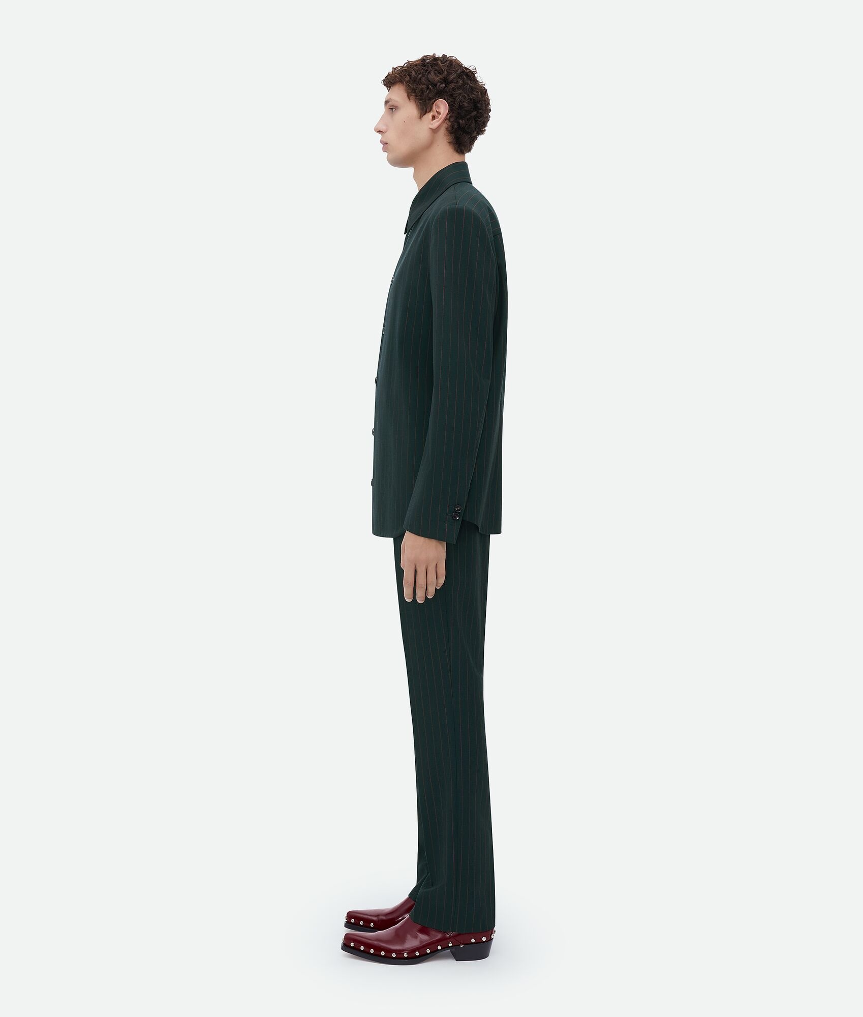 wool pinstripe shirt jacket - 2