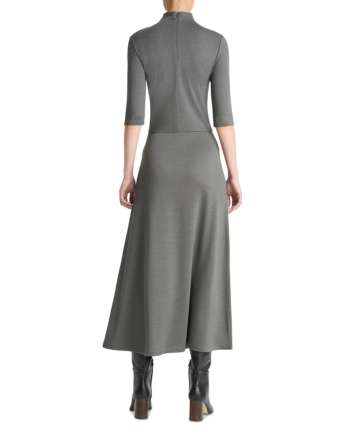 Elbow Sleeve Turtleneck Dress - 3