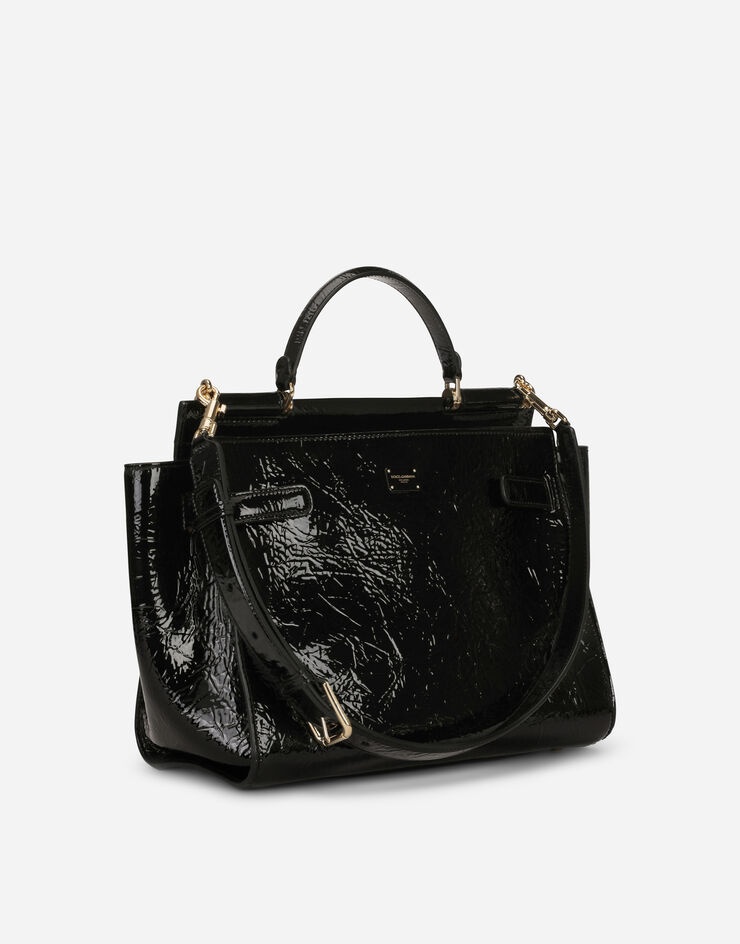 Large Sicily 62 Soft bag in creased patent leather - 3