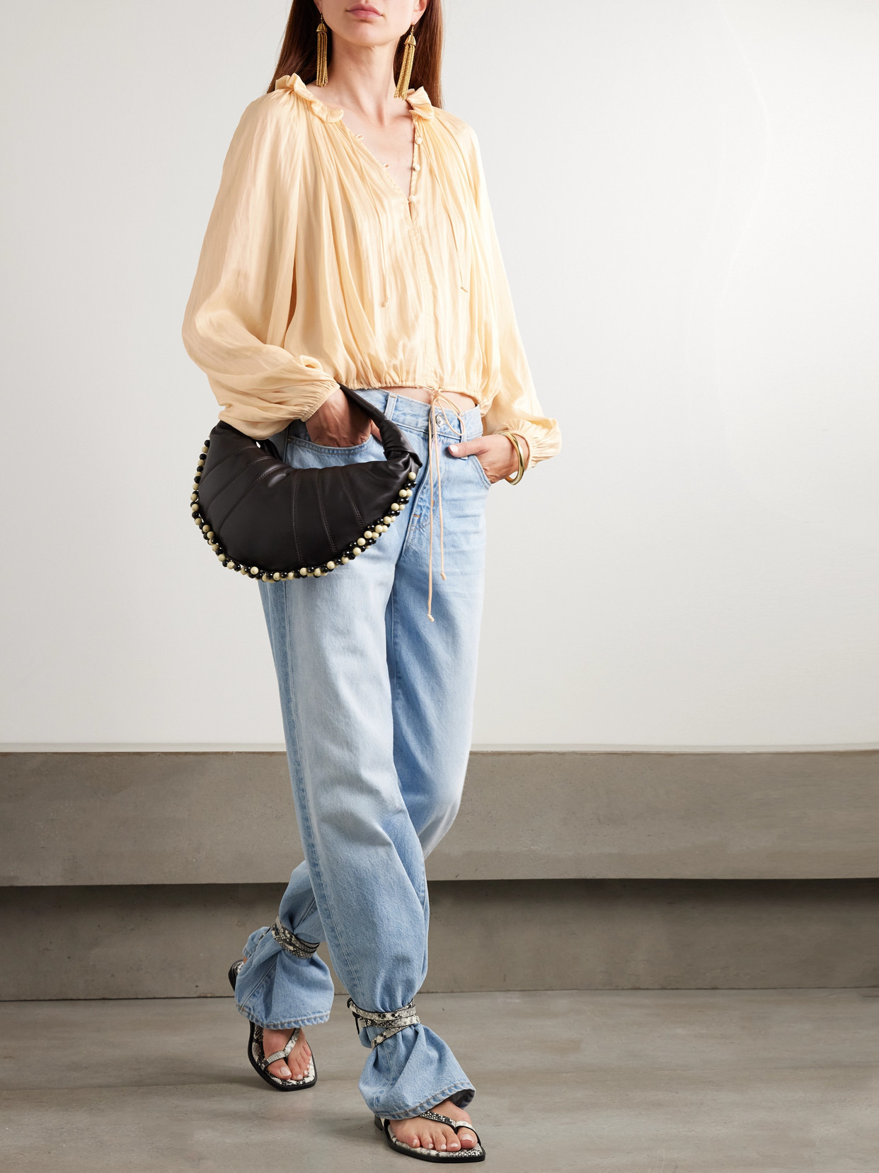 Laurette Gathered Washed-satin Blouse - 2