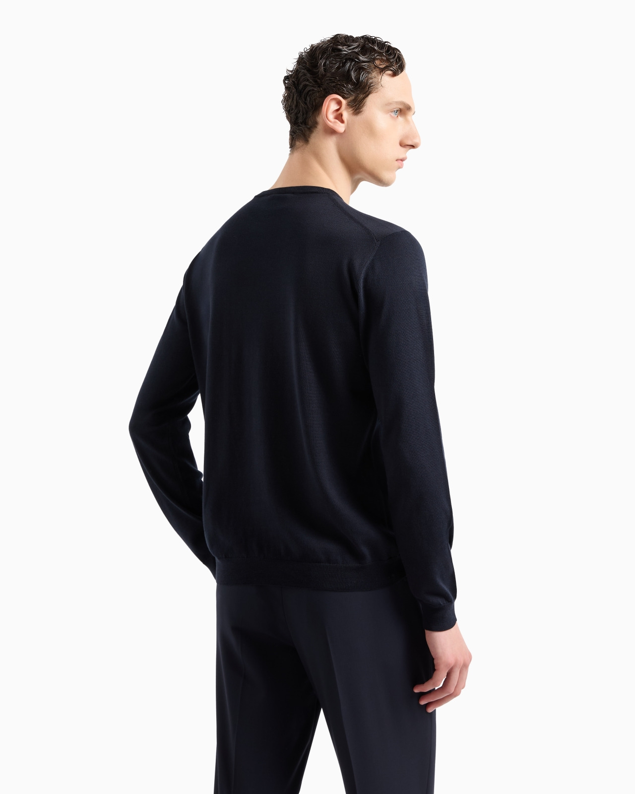 Long-sleeved, crew-neck jumper in silk and cotton - 3