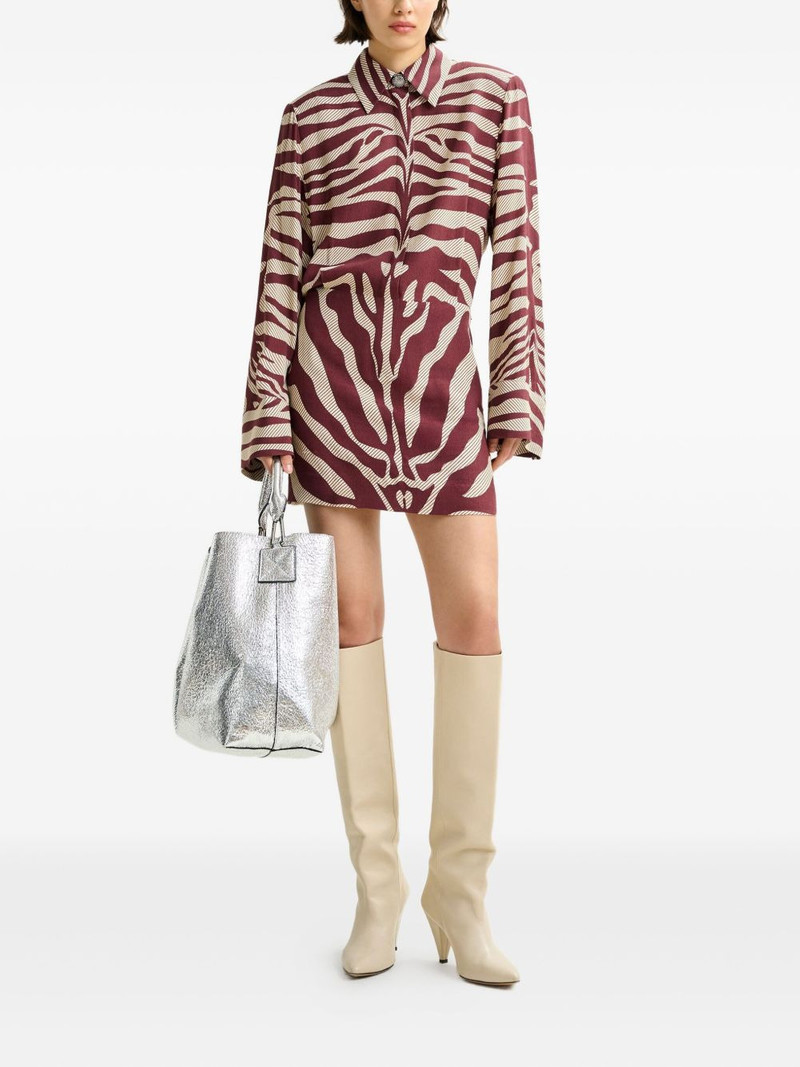 ESSENTIEL ANTWERP zebra-print padded-shoulder mini dress outlook