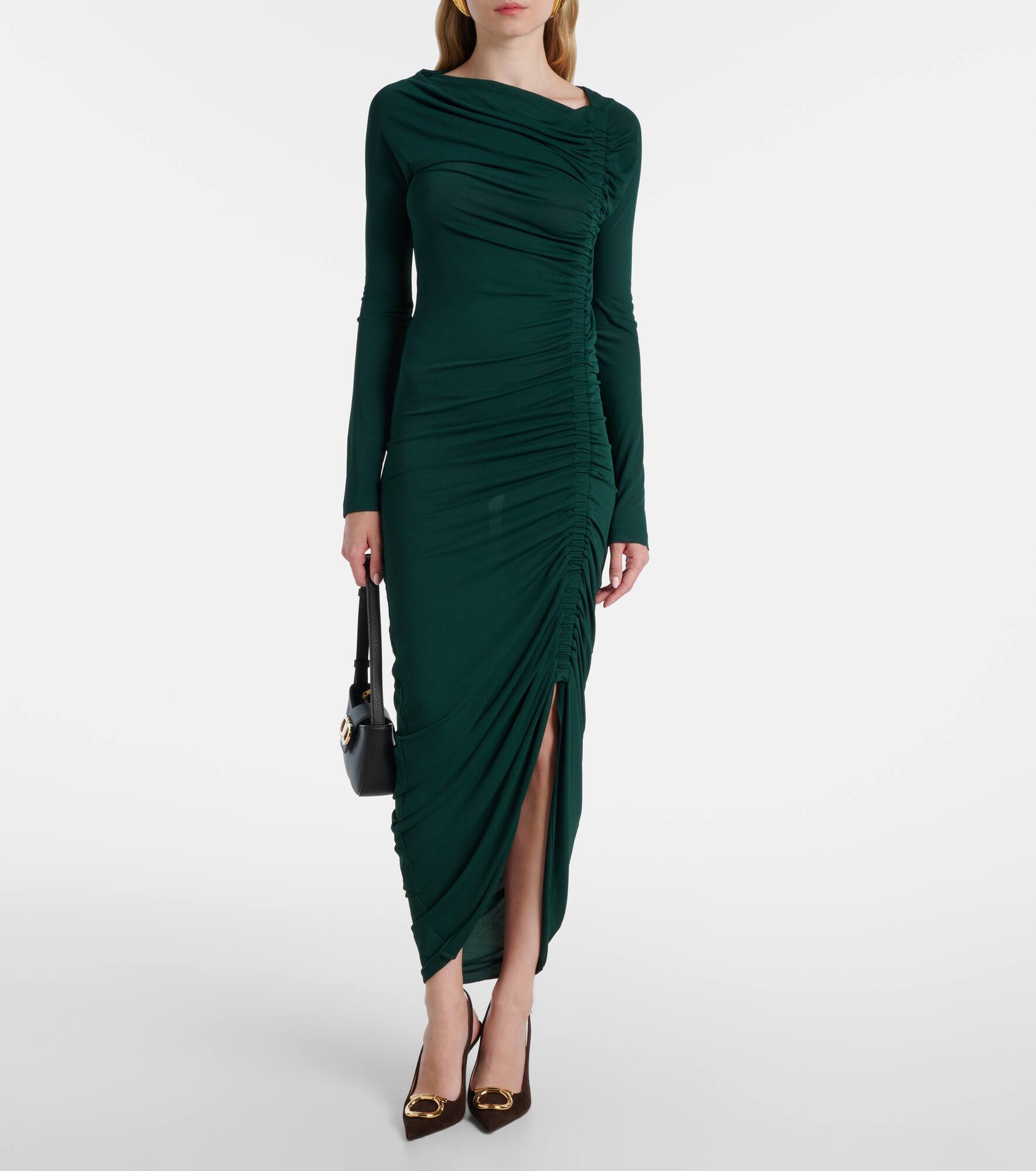 Gathered jersey midi dress - 2