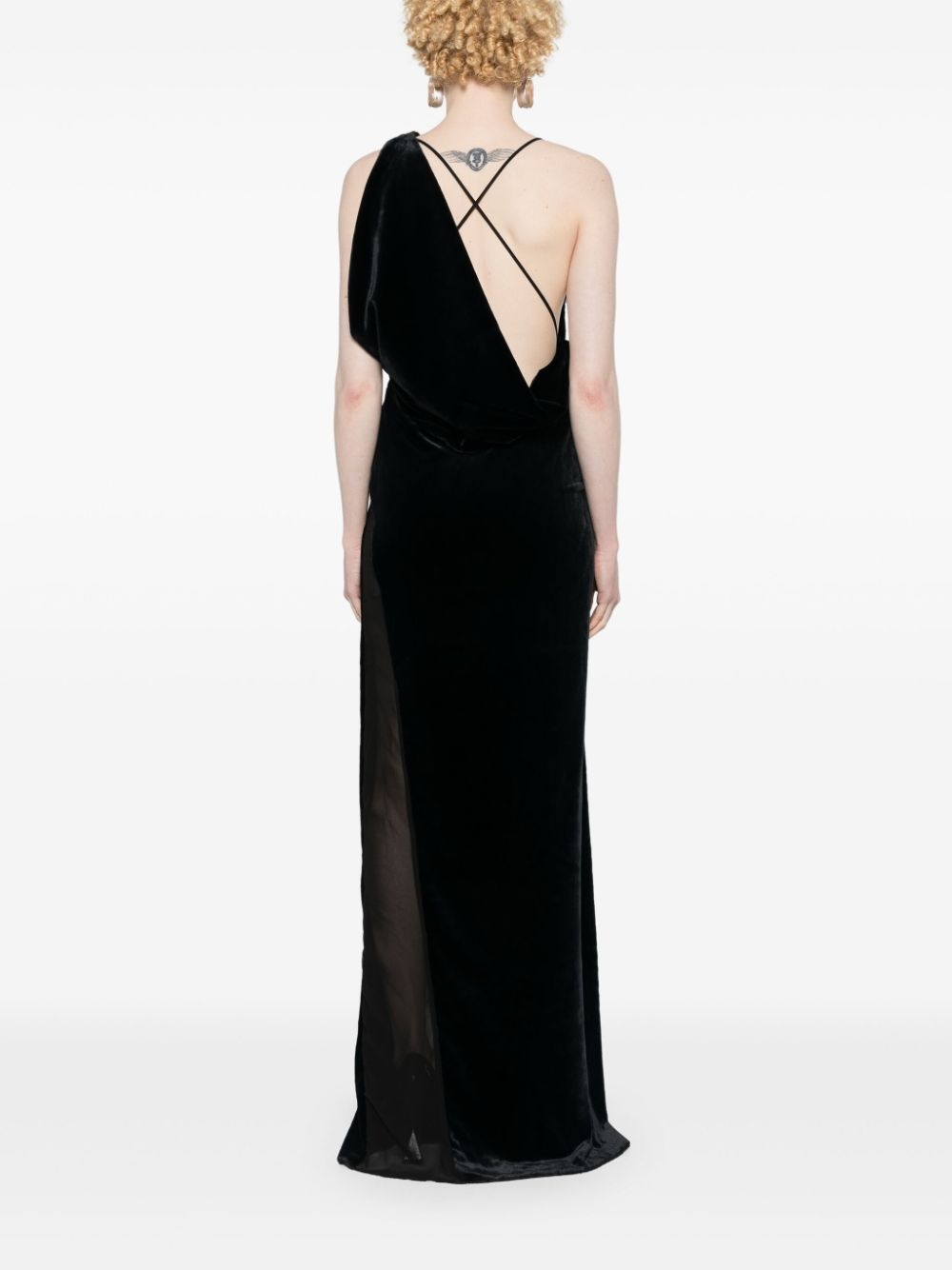 logo-plaque panelled maxi dress - 4