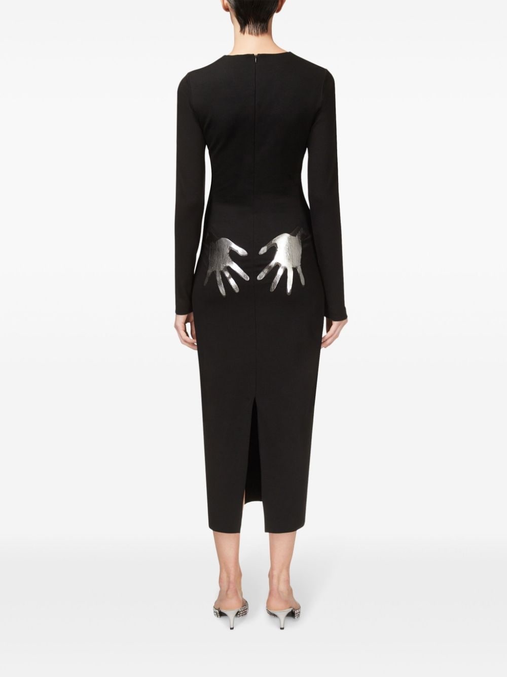 handprint long-sleeved minidress - 4