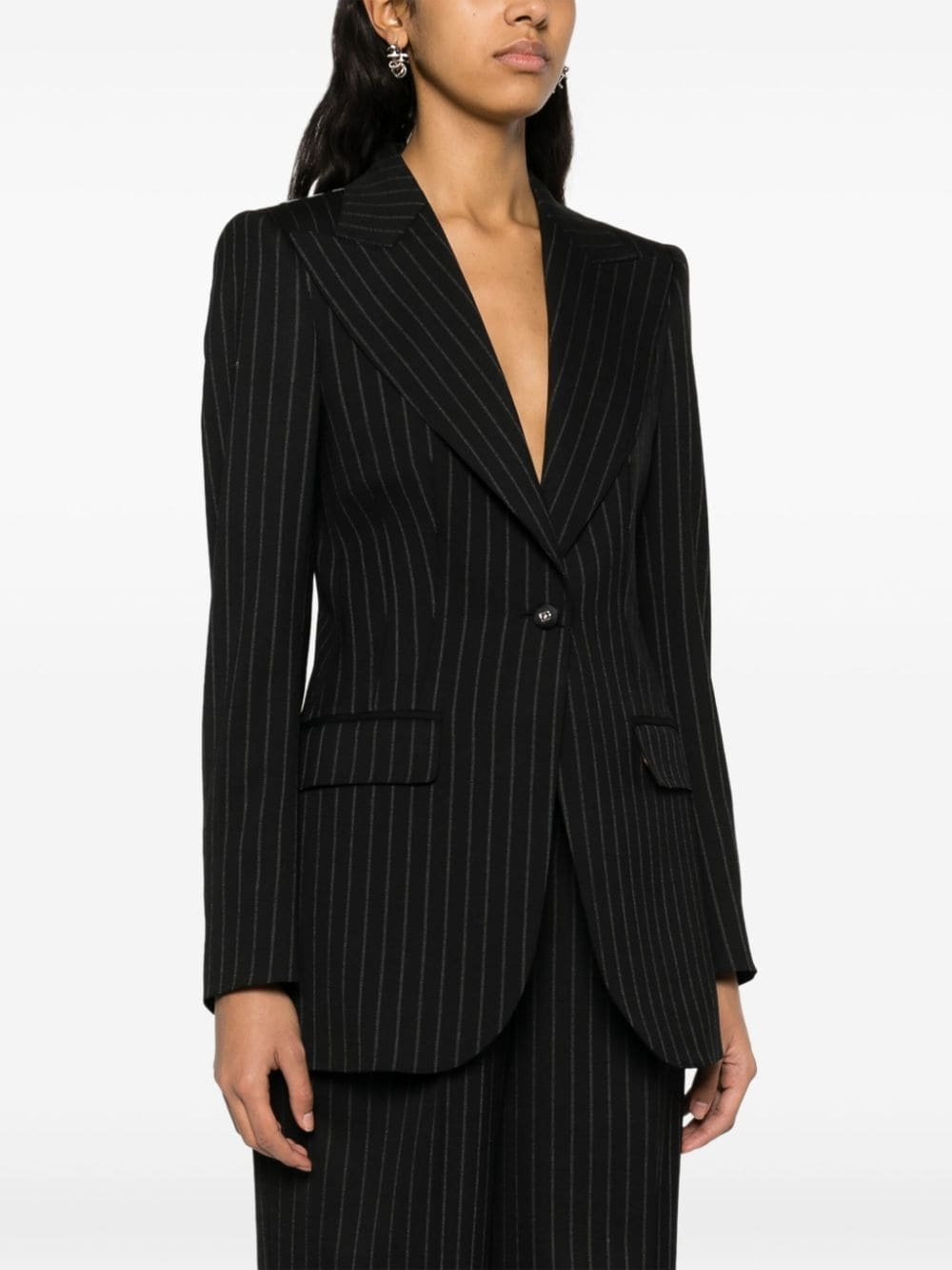 pinstriped single-breasted blazer - 3