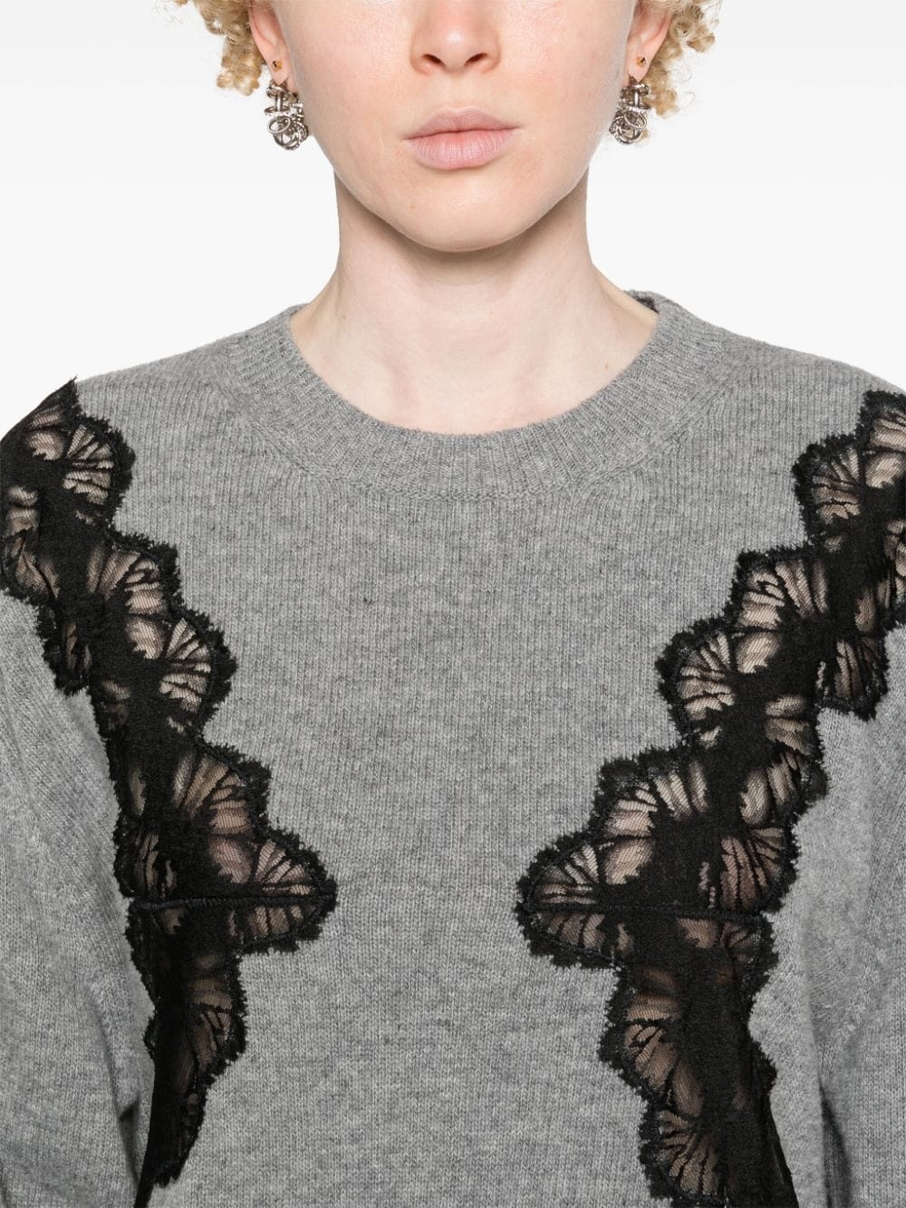 lace-detail wool minidress - 5