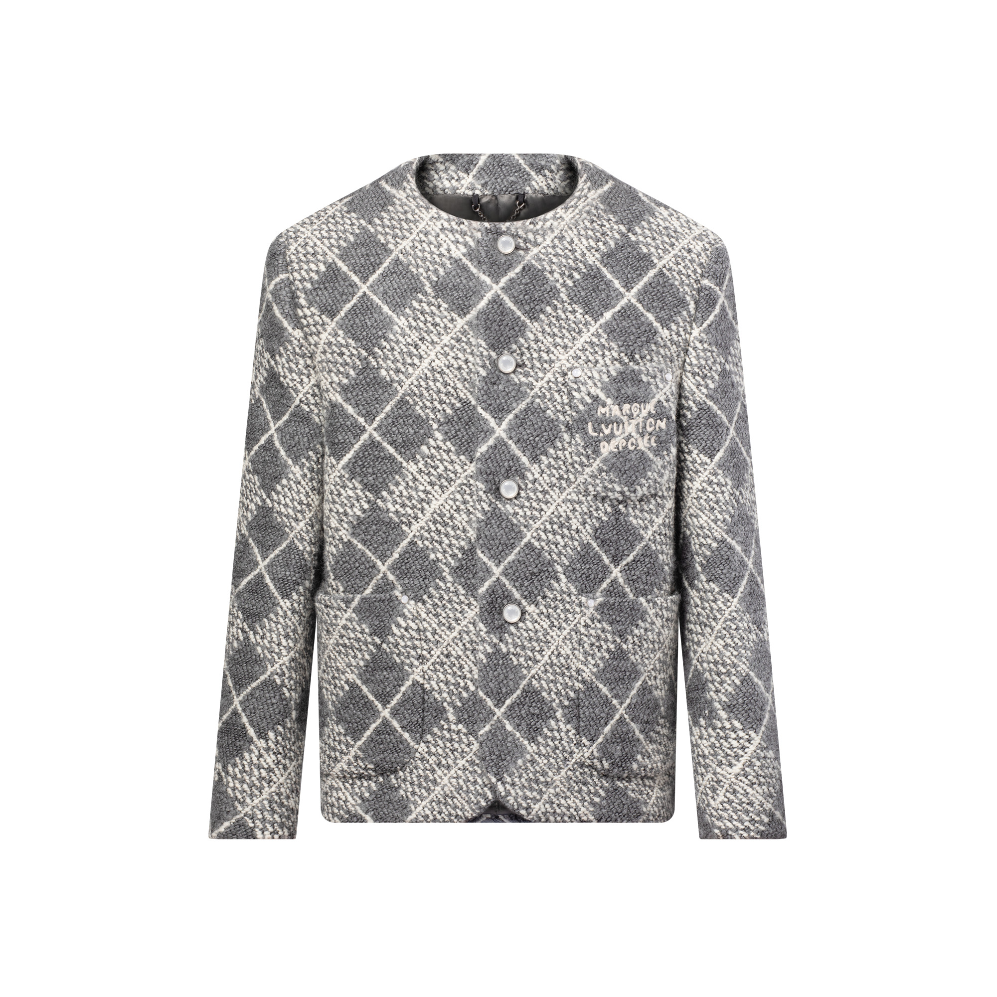 Chic Collarless Wool Jacket - 1
