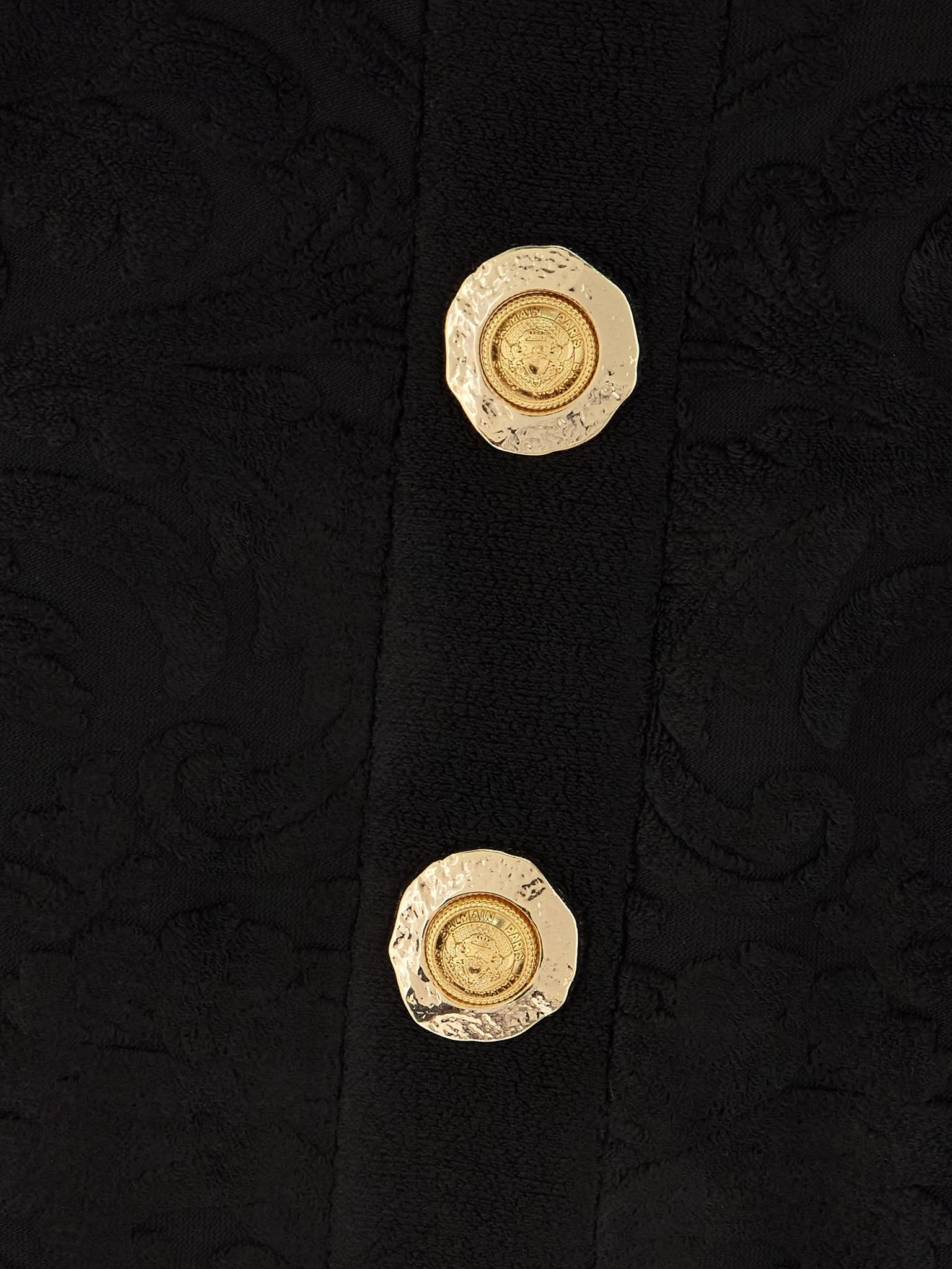 Cropped button-embellished jacquard top Black - 4