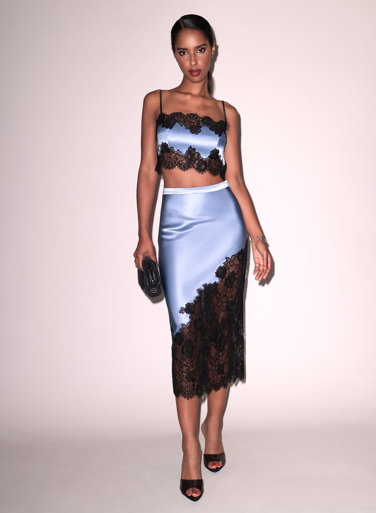 Silk & Lace Scallop Midi Skirt - 3