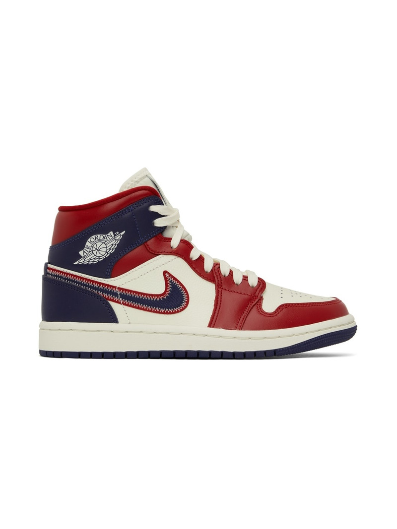 White & Red Air Jordan 1 Mid Sneakers - 1