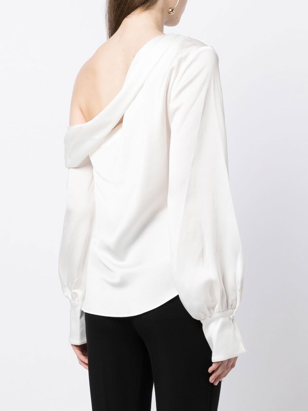 Alice satin-finish one-shoulder blouse - 4
