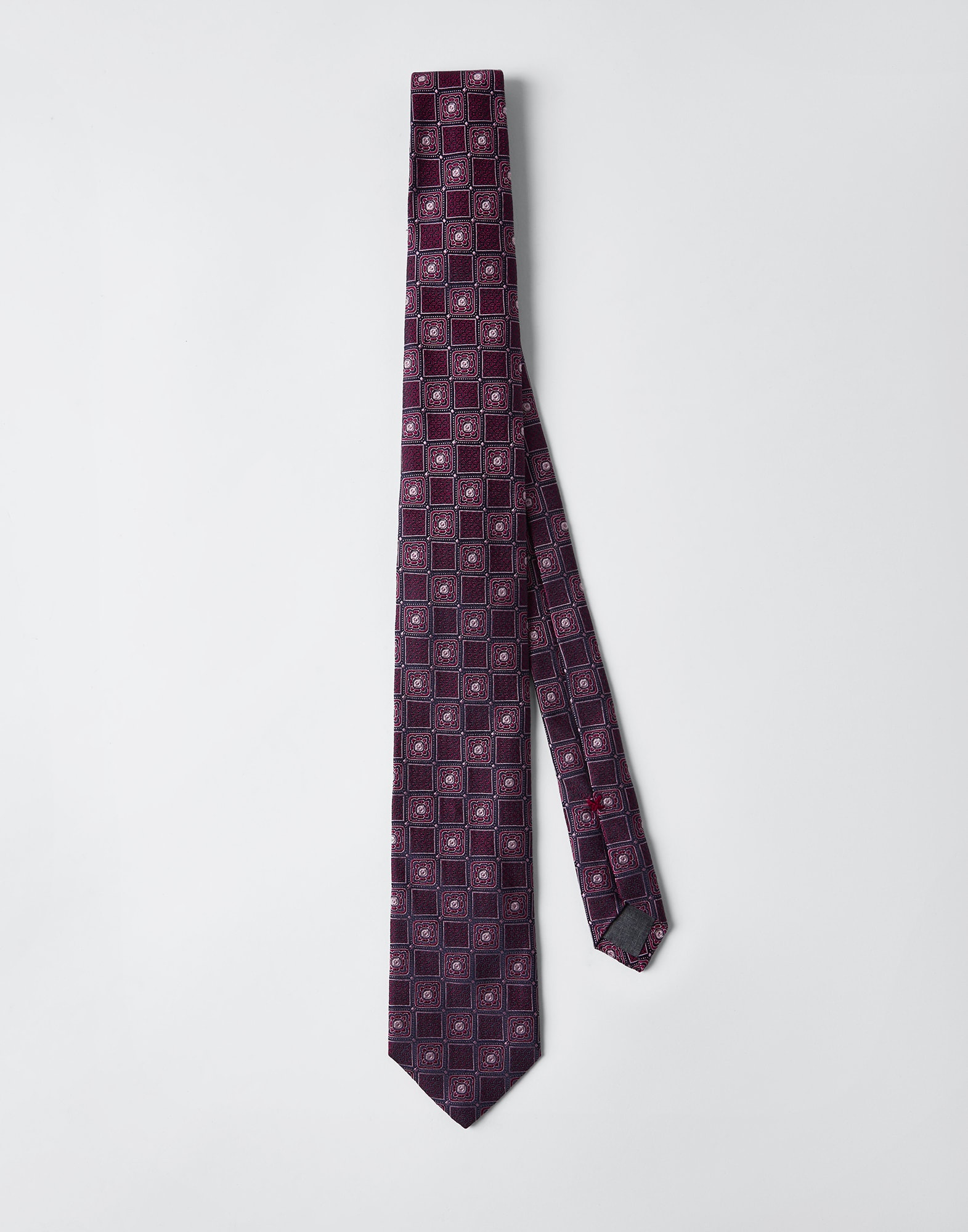Silk tie with geometric design - 1