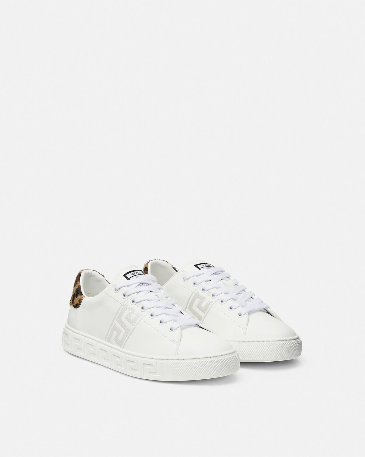 Leopard Embroidered Greca Sneakers - 2