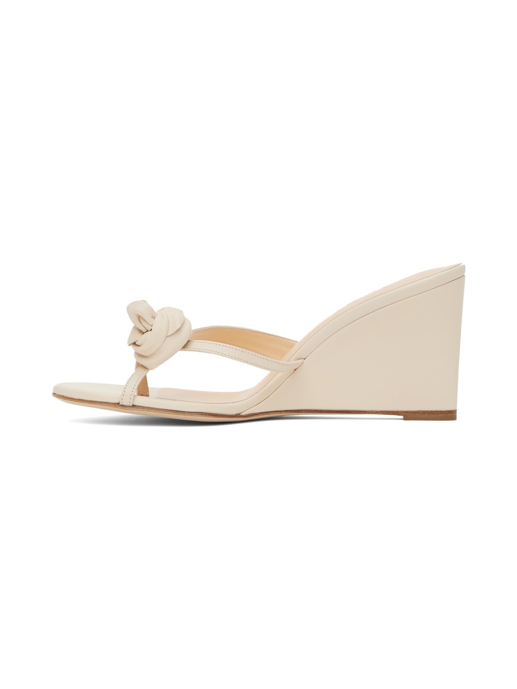 Off-White Wedge Flower Heeled Sandals - 3