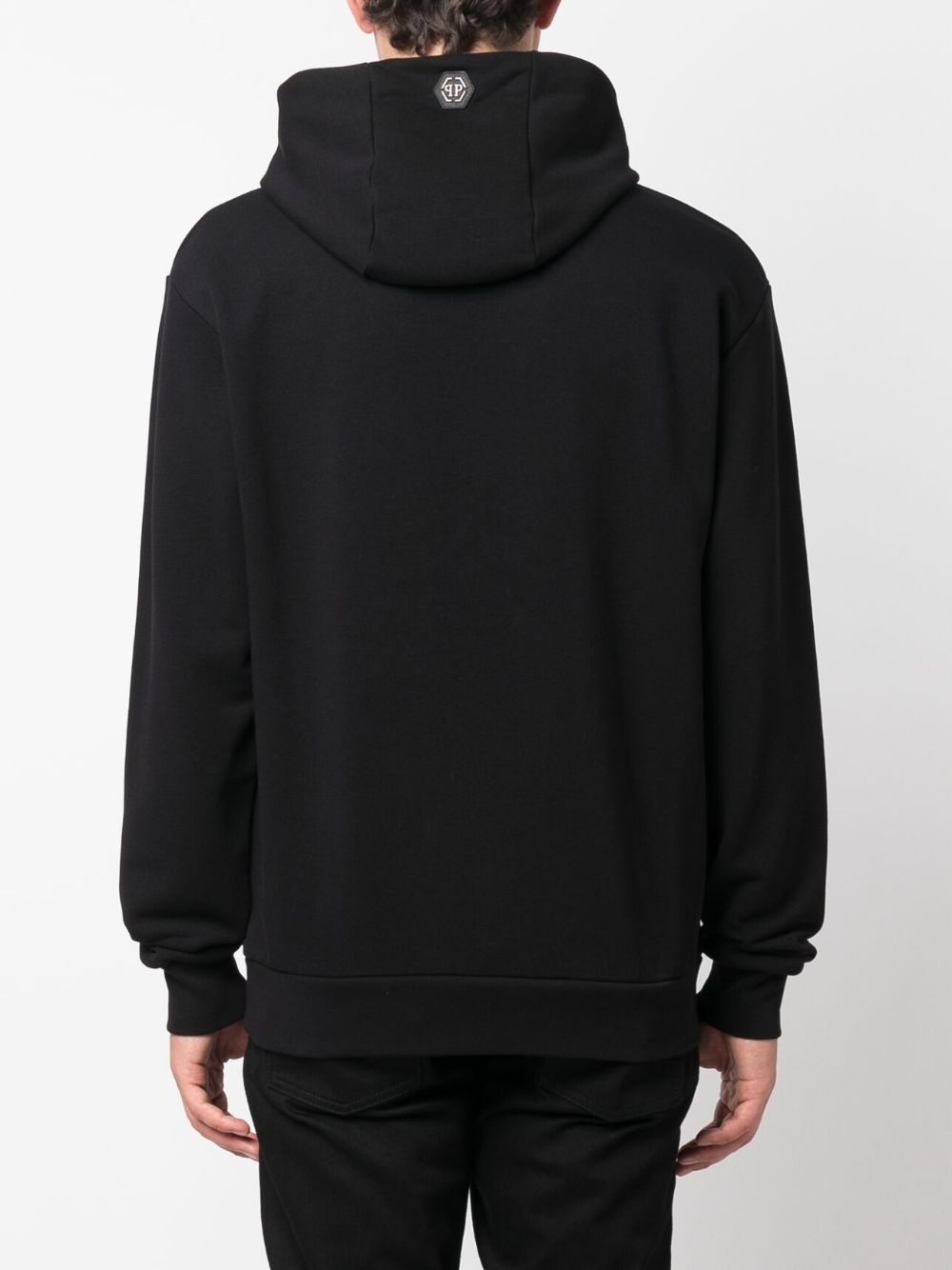 Gothic Plein logo-flocked cotton hoodie - 4