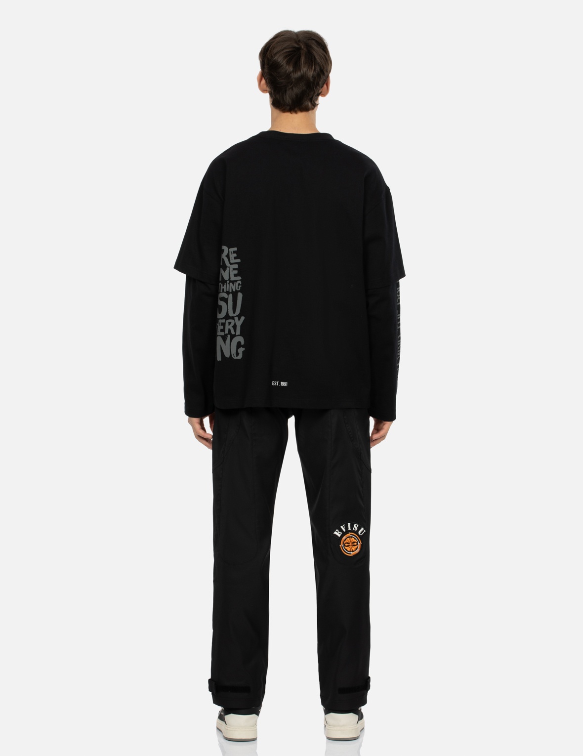 DAICOCK INSERT AND KAMON APPLIQUÉ LOOSE FIT PATCHWORK PANTS - 5
