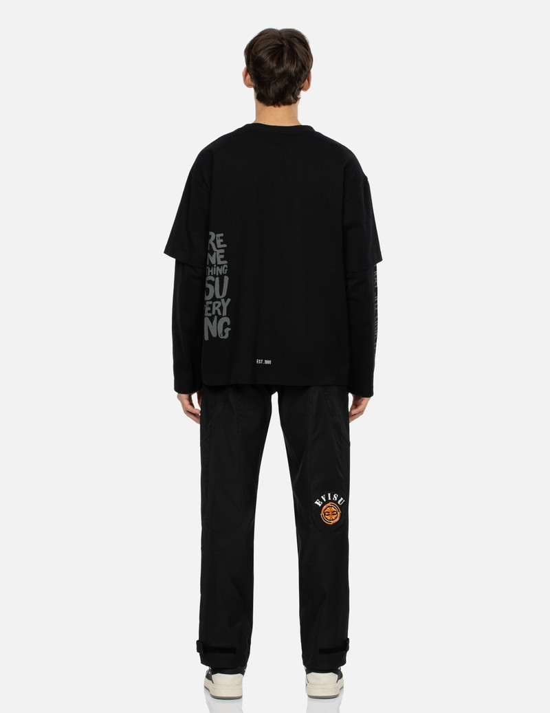 DAICOCK INSERT AND KAMON APPLIQUÉ LOOSE FIT PATCHWORK PANTS 5