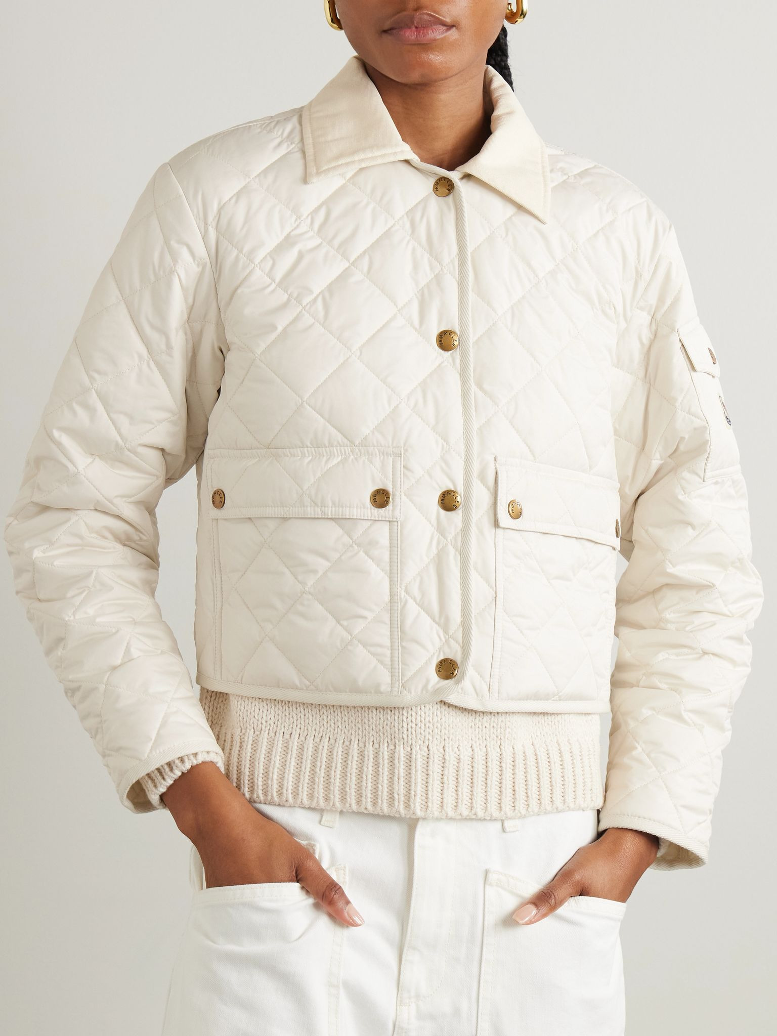 Chitre cropped cotton-canvas trimmed padded quilted shell jacket Off-white - 3