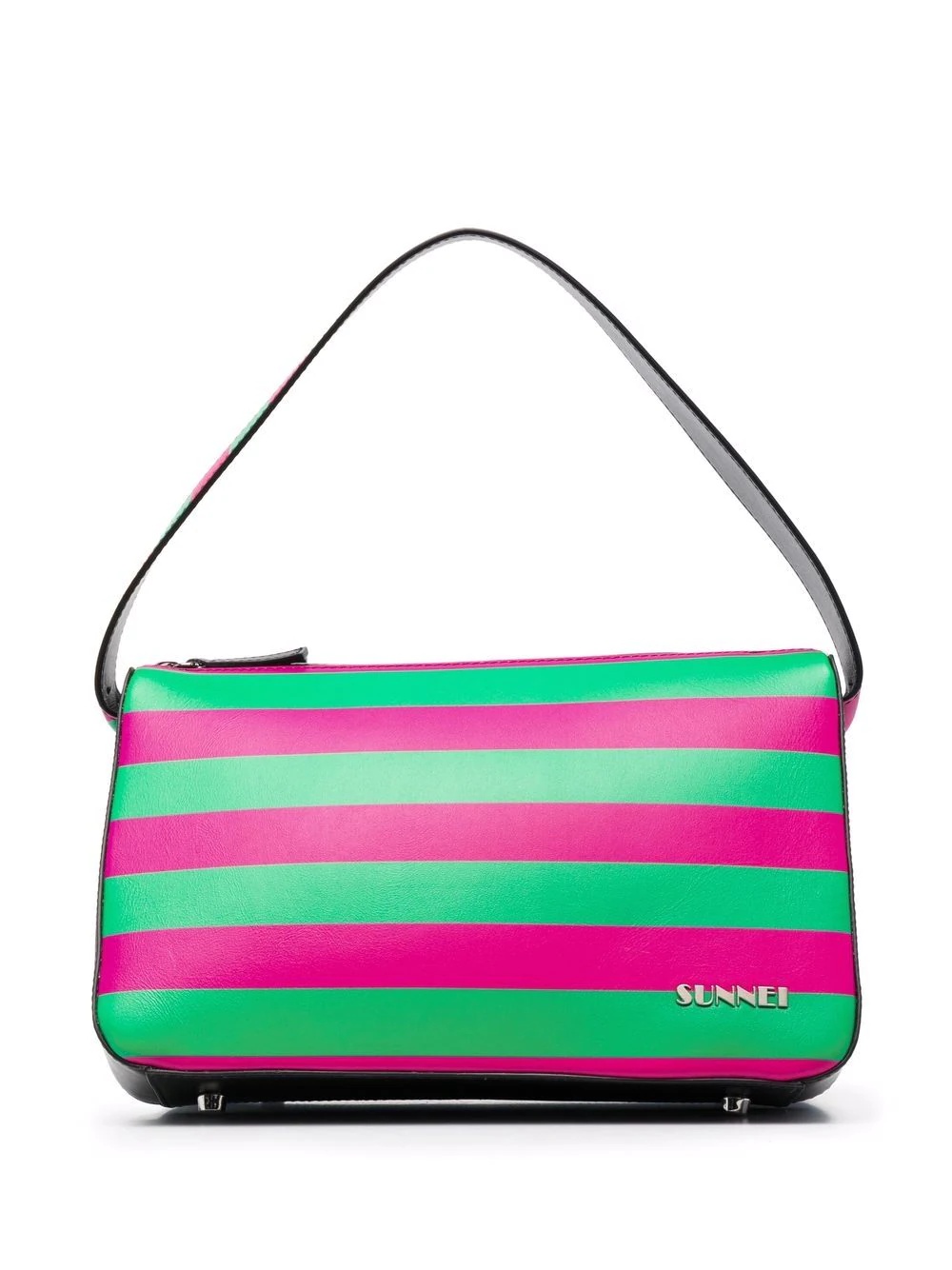 striped leather tote - 1