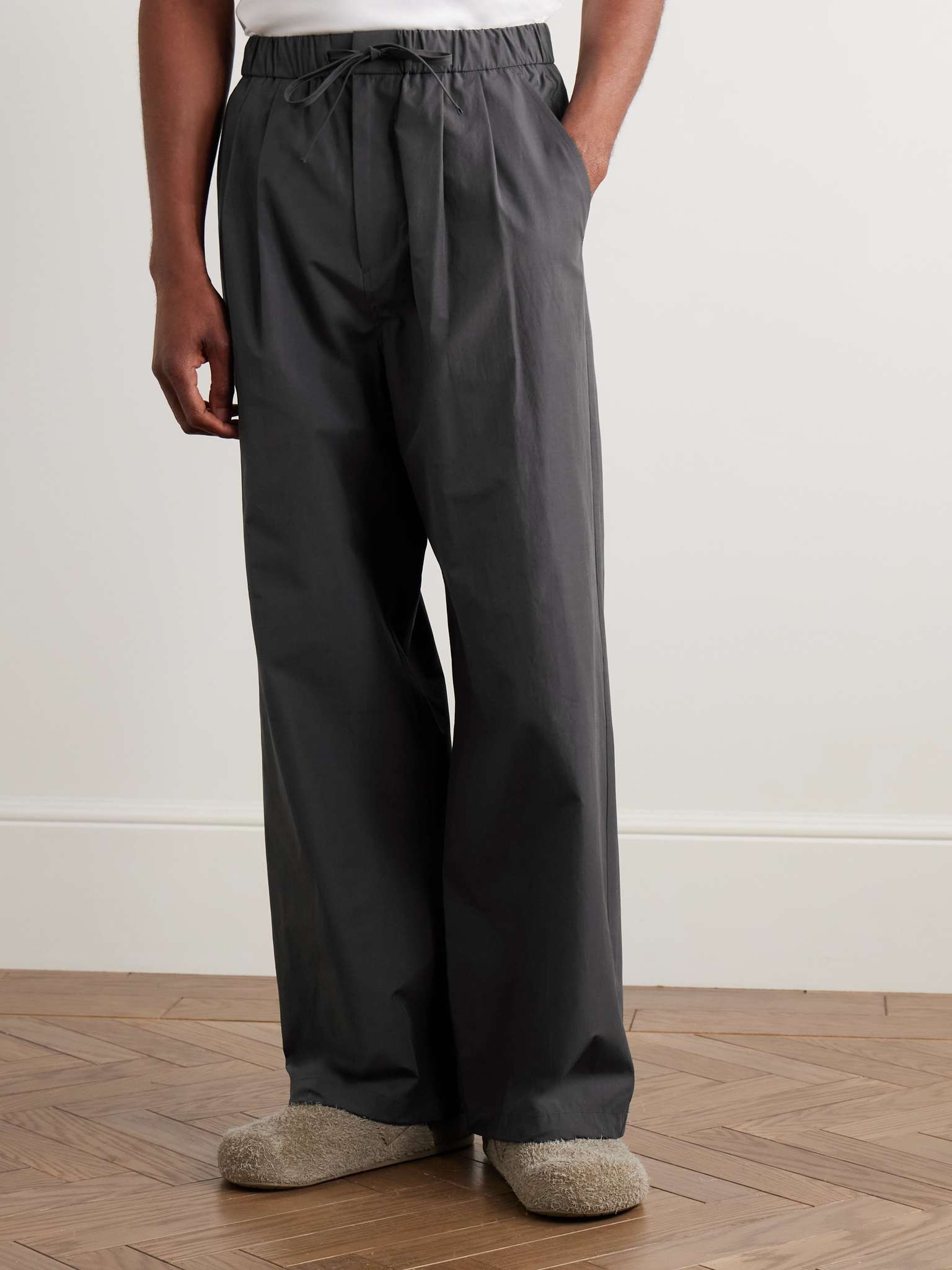 Wide-Leg Poplin Drawstring Trousers - 3