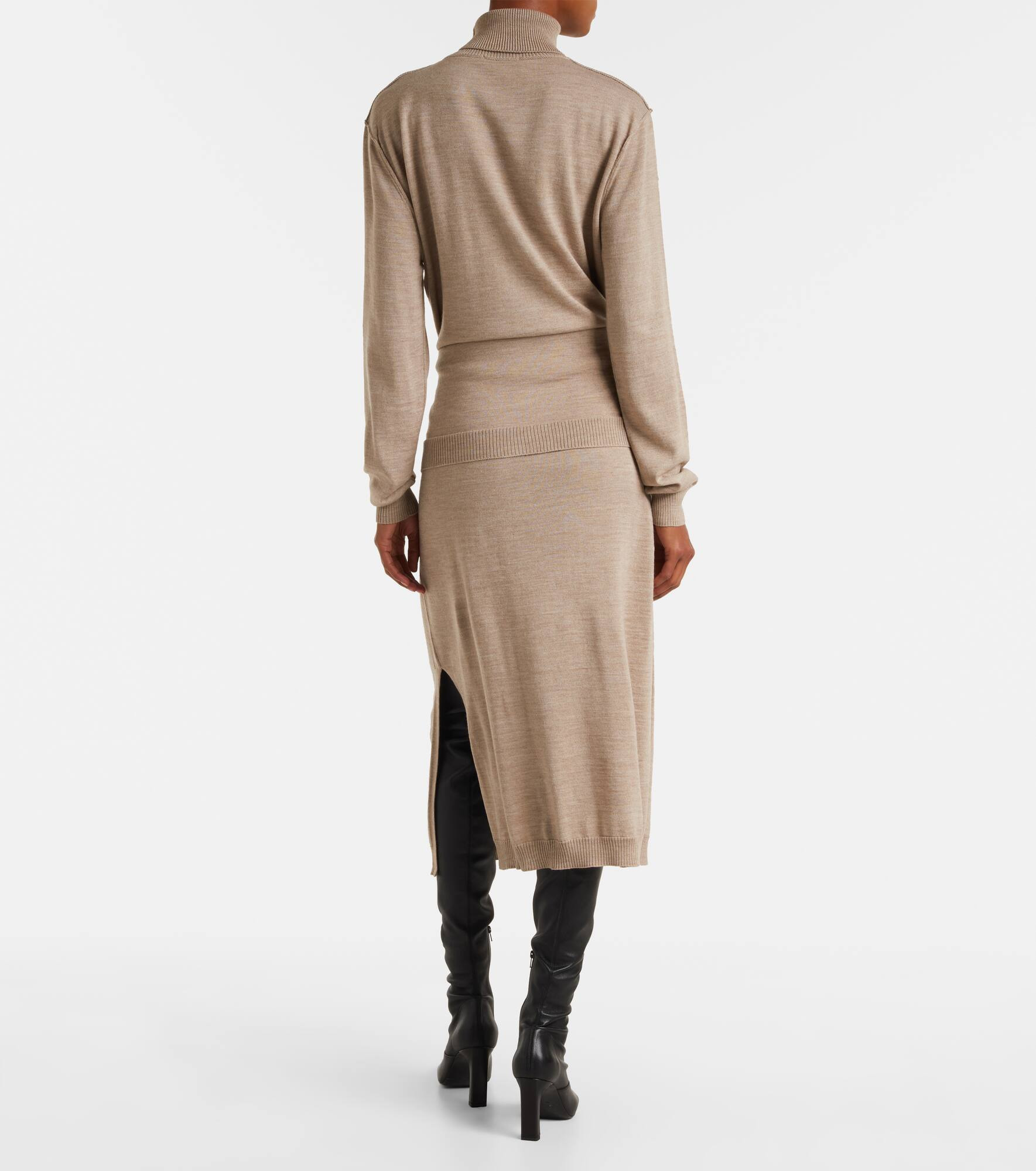 Turtleneck wool-blend midi dress - 3