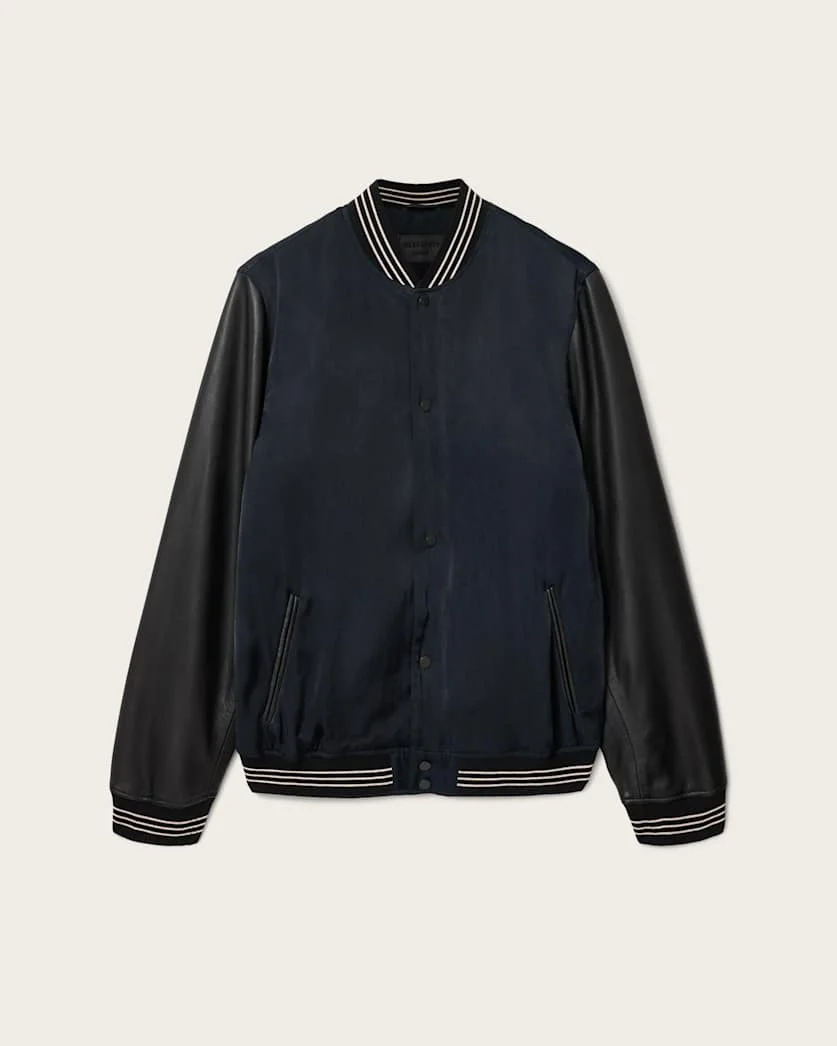 TAISHI LEATHER VARSITY BOMBER JACKET - 1