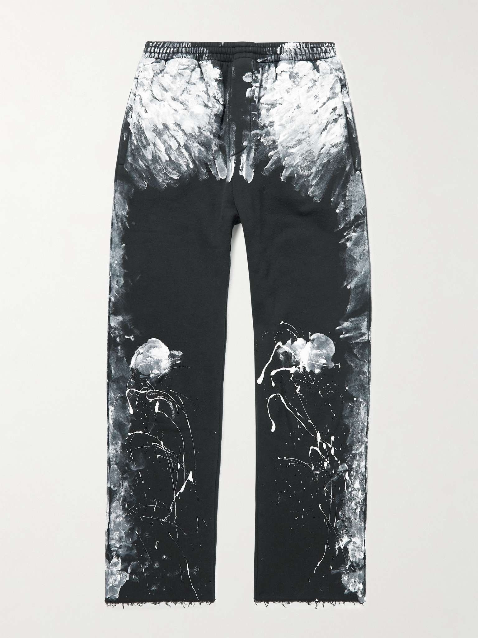 Painted Distressed Cotton-Jersey Sweatpants - 1