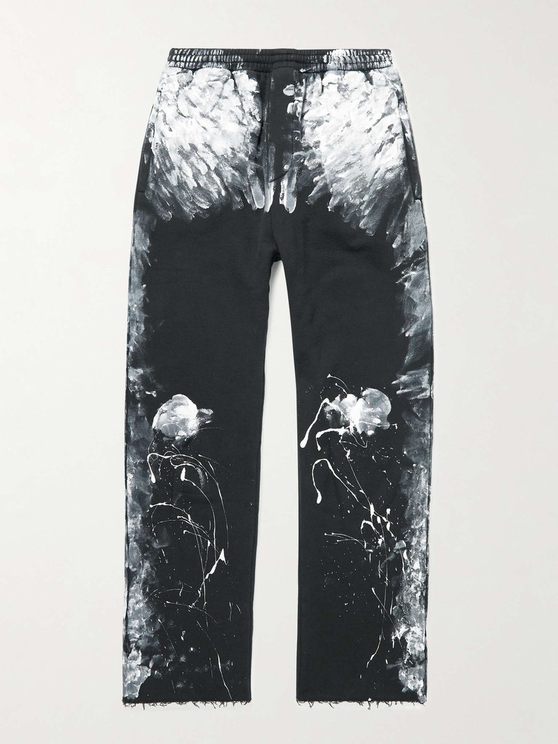 Painted Distressed Cotton-Jersey Sweatpants 1