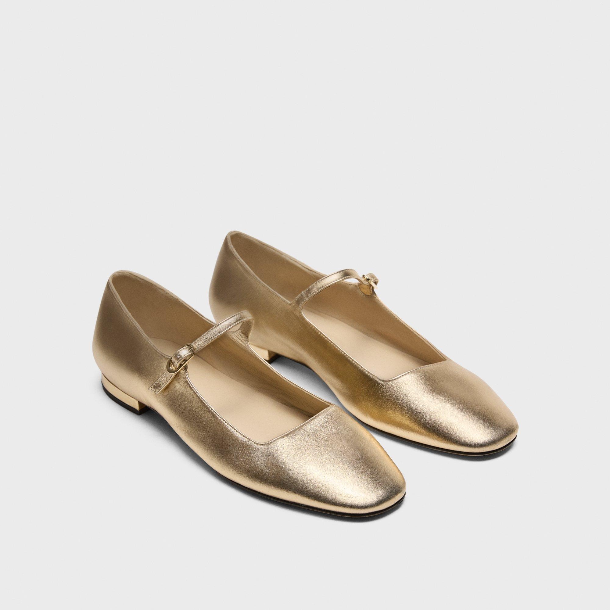 Mary Jane Ballerina Flat in Metallic Leather - 5