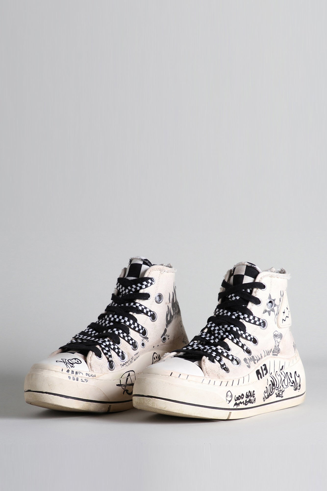 Kurt High Top Sneaker - Ecru Graffiti | R13 Denim Official Site - 1
