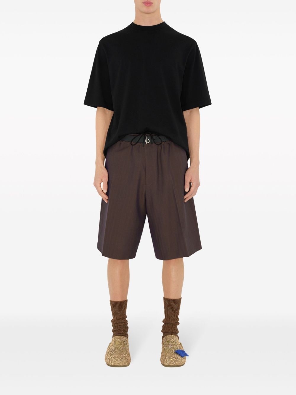 tailored wool herringbone shorts - 2